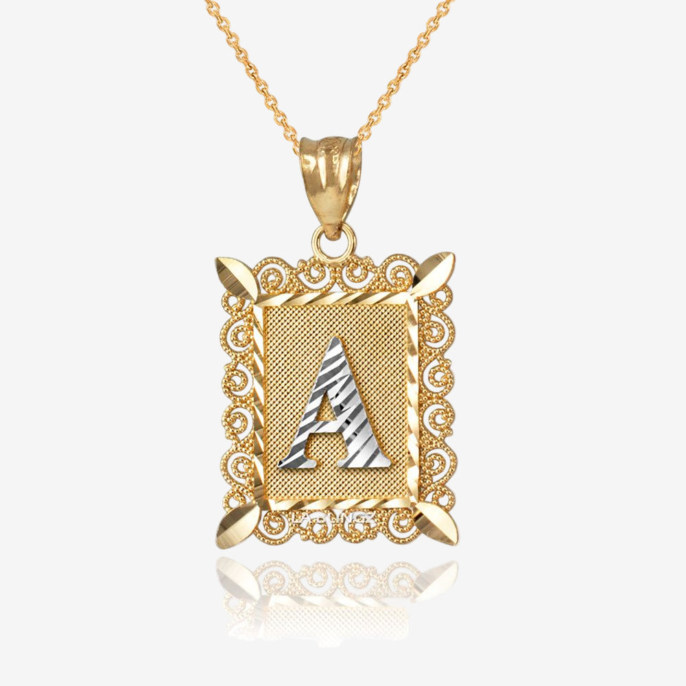 Two-Tone Box Initial Pendant