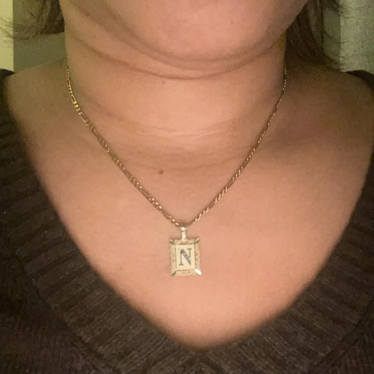 Two-Tone Box Initial Pendant