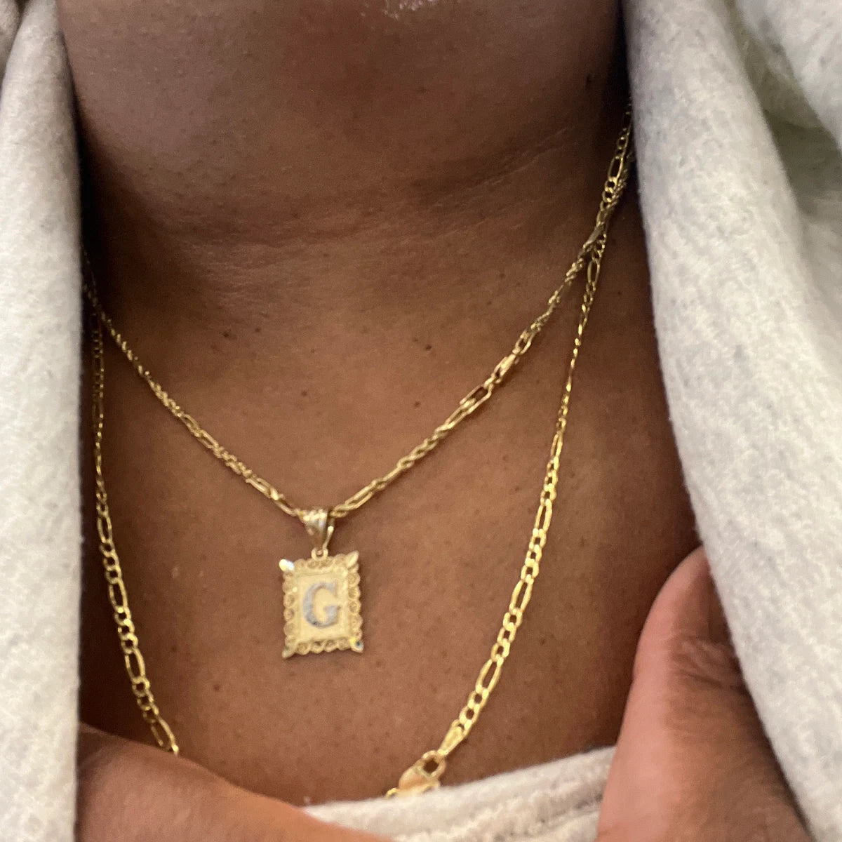 Two-Tone Box Initial Pendant